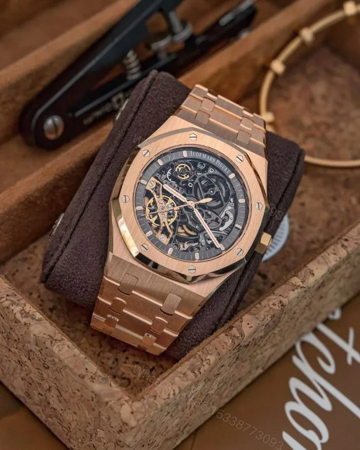 View 1 of First Copy Patek Philippe Nautilus Rose Gold Skeleton Dial Men’s Analog Watch For Men