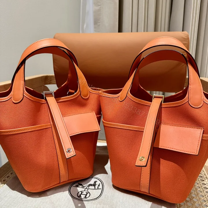 View 1 of Hermes 一比一 女款 Picotin Lock 手提包 橘色水桶包 亮眼時尚款