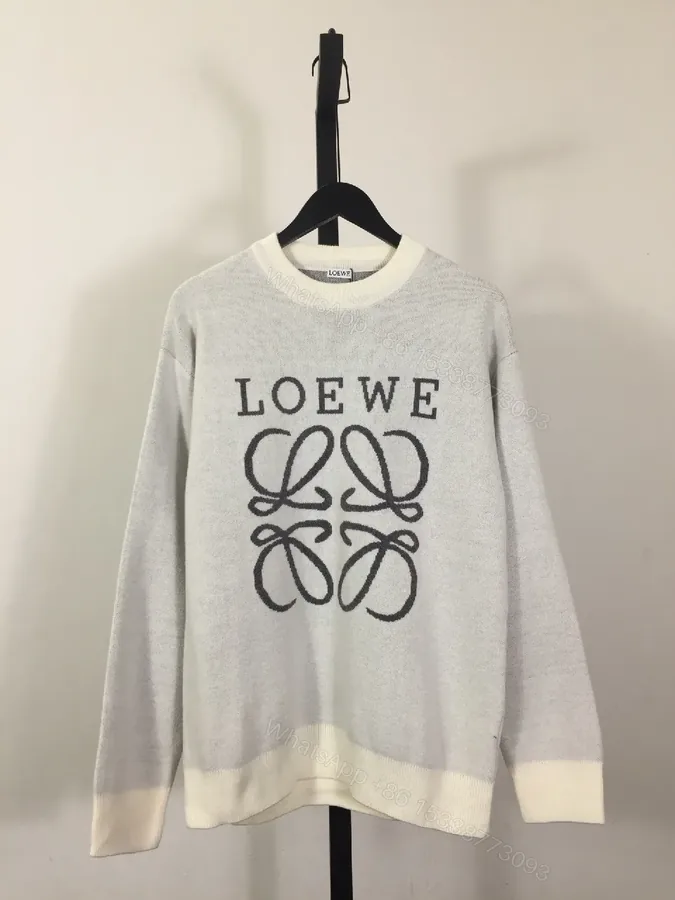 View 1 of Soft Grey Knit Crewneck: Logo Graphic Elevation Knitwear