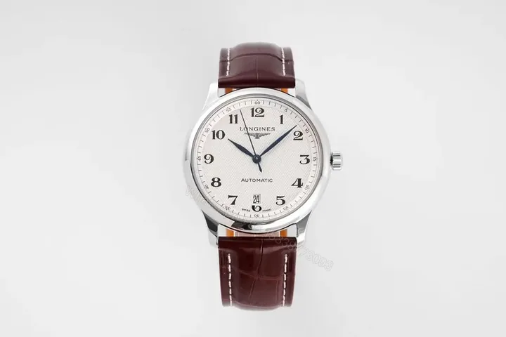 View 1 of Longines Master Collection Automatic Watch Silver Dial Brown Leather Strap