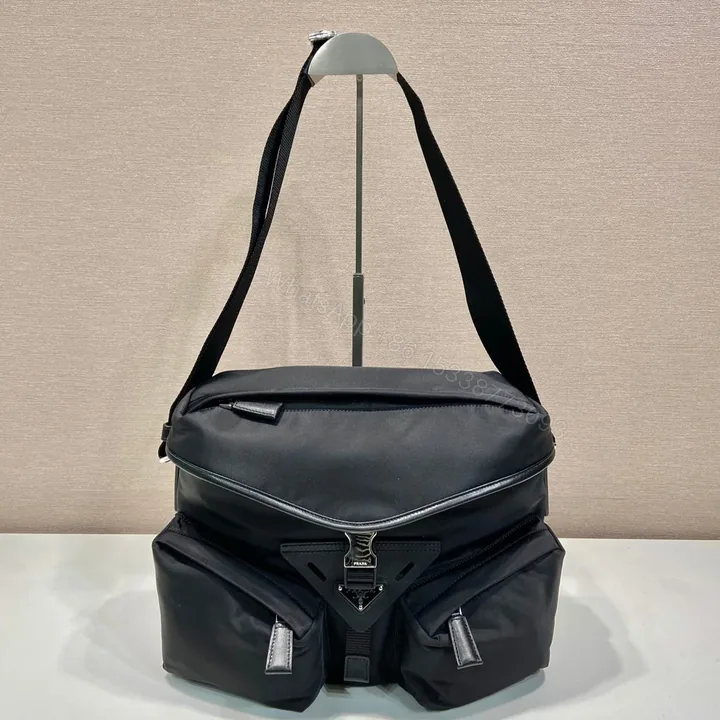 View 1 of CROSSBODY BAG 29 IN BLACK RE-NYLON AND CALFSKIN TRIM