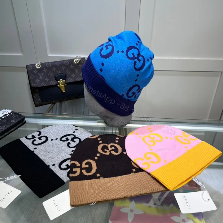 View 1 of Gucci精品仿製 GG大LOGO針織帽 五色撞色設計新潮街拍款