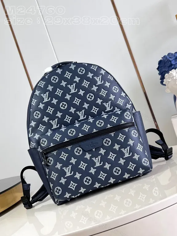 View 1 of Navy Monogram Black Zipper Backpack – Replica Louis Vuitton Style