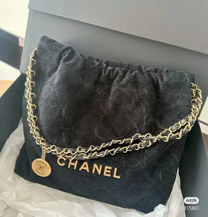 View 1 of Chanel-Style Textured Everyday Glam Bag with Chain Accent