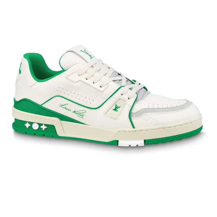View 1 of LOUIS VUITTON LV TRAINER SNEAKERS IN WHITE AND GREEN – LSVT355
