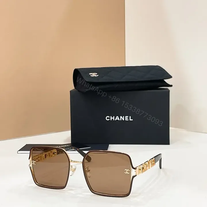 View 1 of Oversized Square Sunglasses: Brown Gradient, Gold Accents, Luxe Style