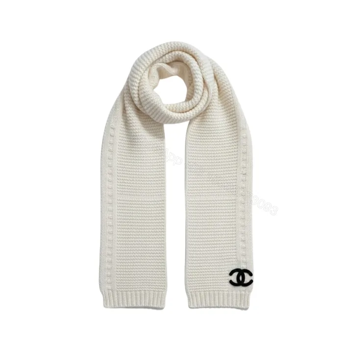 View 1 of Chanel Cashmere Knit Scarve White