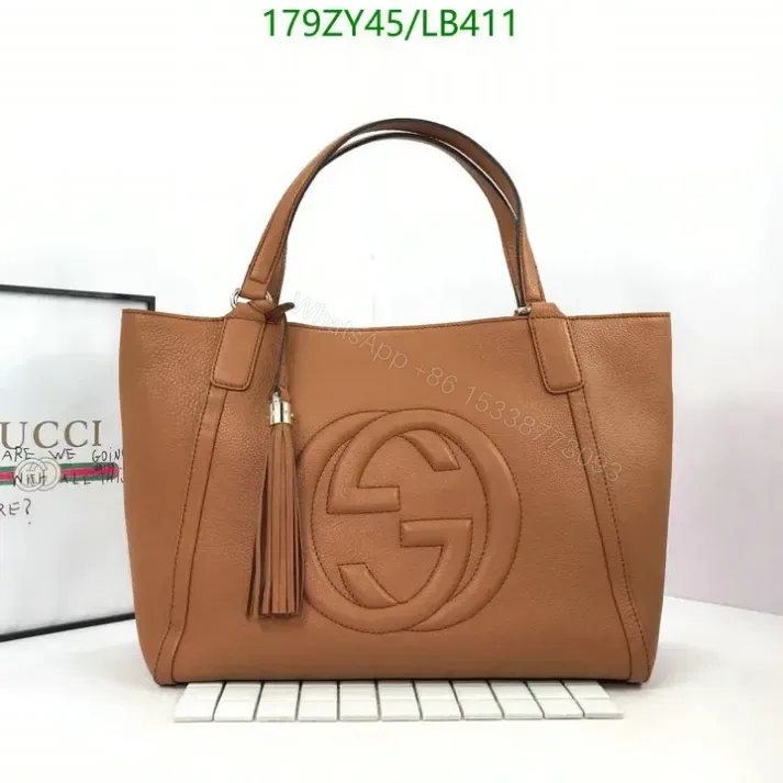 View 1 of Gucci Soho Brown Leather Shopping Bag Replica LB41126 – Premium 1:1
