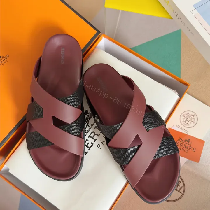 View 1 of Bold Burgundy Vegan Leather Sandals – Architectural Straps, All-Day Comfort