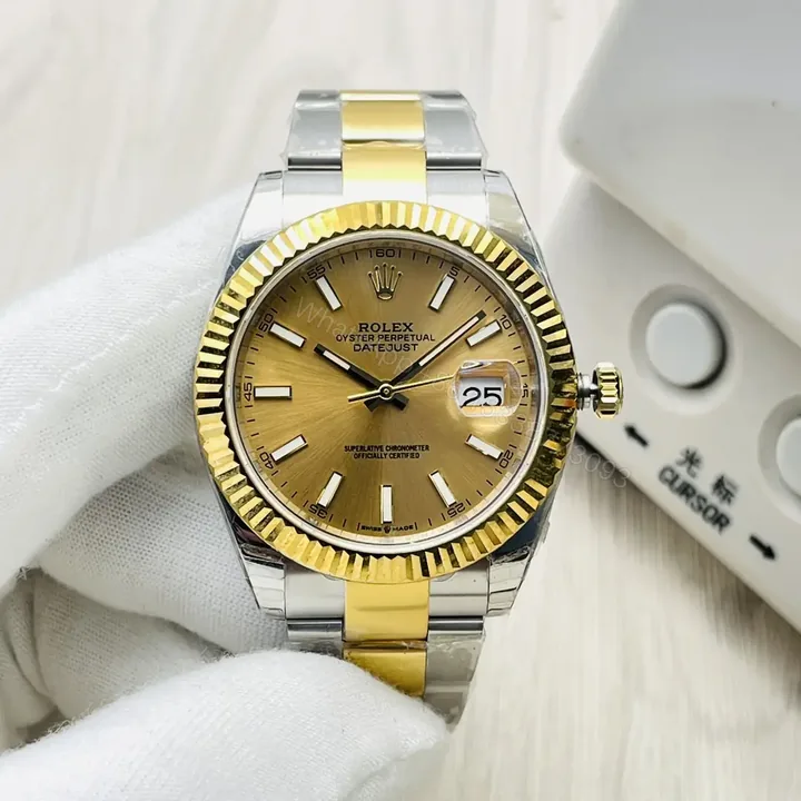 View 1 of Rolex Datejust 41 Yellow Rolesor Fluted Champagne Dial Oyster Bracelet – 126333-0009