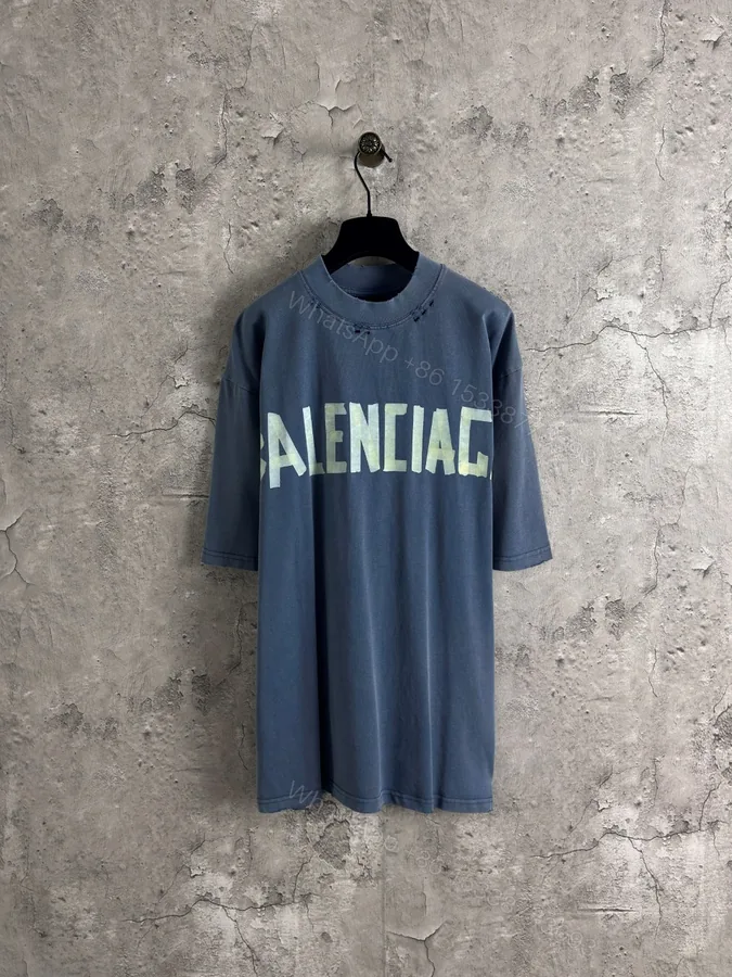 View 1 of Balenciaga 高仿 男款 字母印花寬鬆短袖T恤 水洗做舊潮流款