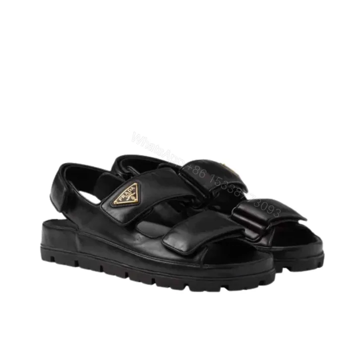 View 1 of PRADA FLAT NAPPA LEATHER SANDALS BLACK 1X416N 038 F0002 F 020