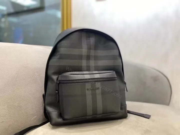 View 1 of Midnight Plaid Leather Mini Backpack - Luxury Everyday Carry