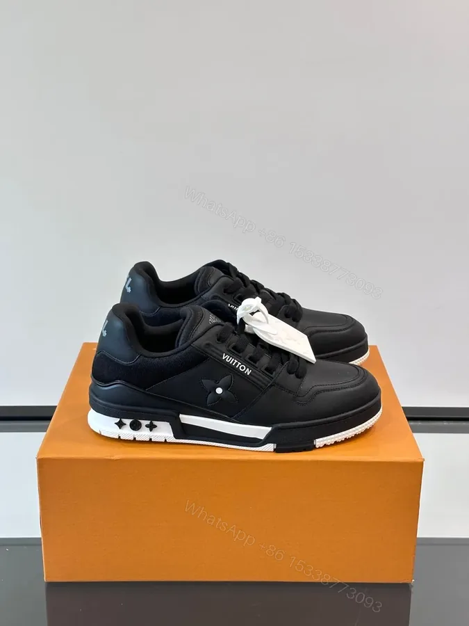 View 1 of LV Men Black Leather Sneakers