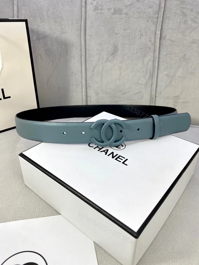 View 1 of Chanel 高仿 藍灰雙C扣皮帶 女士時尚腰帶