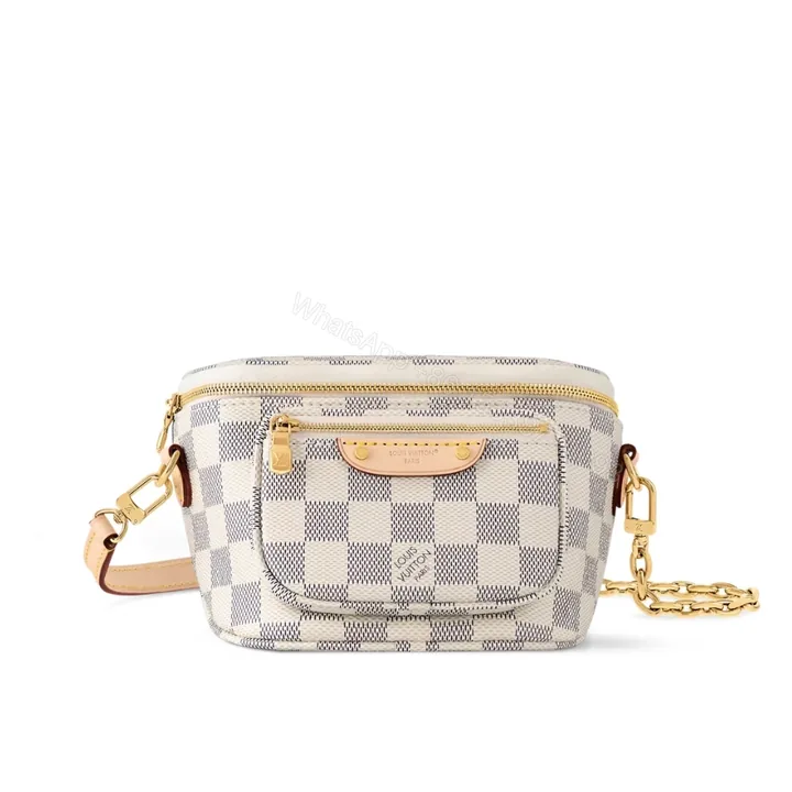 View 1 of Louis Vuitton Mini Bumbag Damier Azur Canvas White 17cm N00130