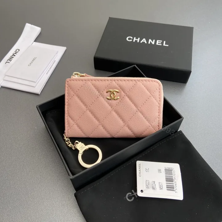 View 1 of 高仿Chanel*AP0223零錢包粉色魚子醬金扣免檢版