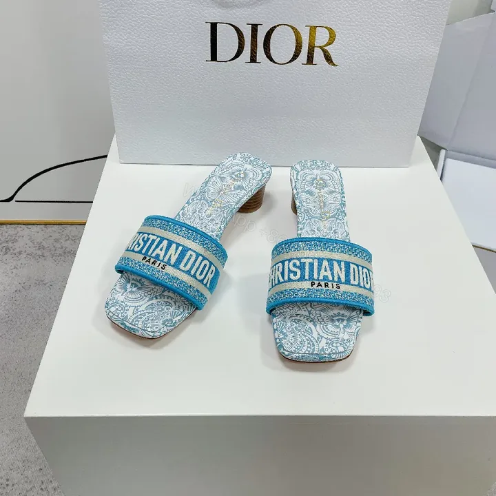 View 1 of Patterned Linen Sandals with Bold Branding - Open-Toe Slide