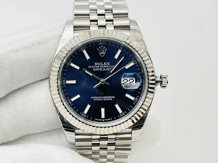 View 1 of Rolex Datejust 41 Stainless Steel Fluted Jubilee Blue Dial 126334-0002