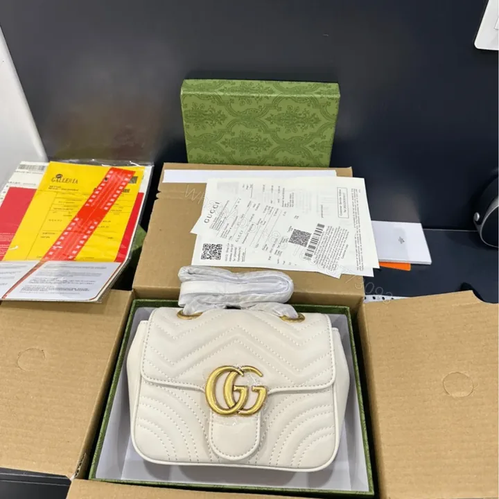 View 1 of Gucci Marmont High Quality White Women’s Handbag 22cm