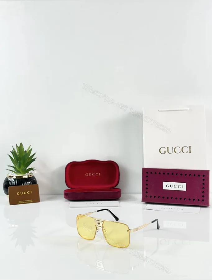 View 1 of First Copy Gucci 0336 Gold Yellow Sunglasses