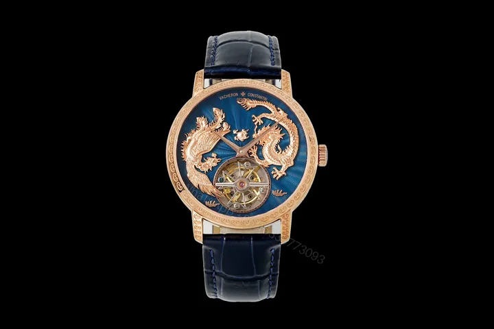 View 1 of Vacheron Constantin Traditionnelle Tourbillon Phoenix and the Dragon Pink Gold Blue Dial 6040T/000R-B960