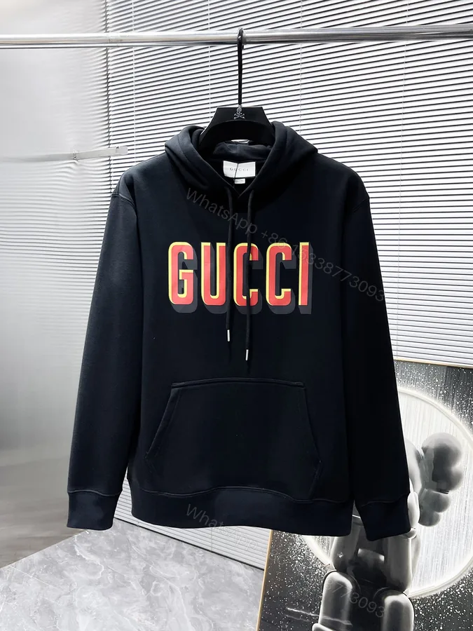 View 1 of Gucci高仿男士白色立體字母連帽衛衣 黃紅撞色LOGO醒目搶眼