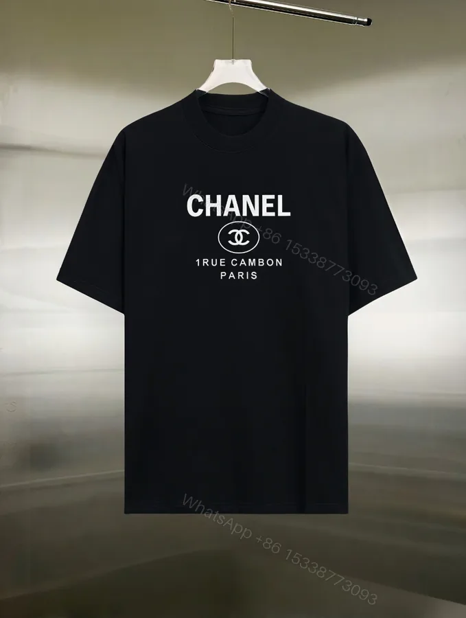 View 1 of Chanel 高仿短袖T恤Rue Cambon 經典地址標誌款 黑色潮感設計