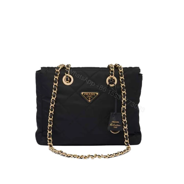 View 1 of Prada Re Edition 1995 Chaîne Re Nylon Tote Bag Black 26Cm 1BG468 2AOS F0002 V COO