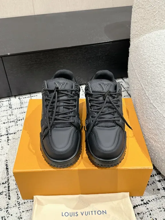 View 1 of Louis Vuitton Black Leather High-Top Sneakers: Luxury Everyday Comfort