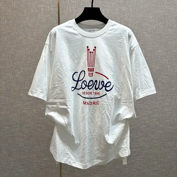 View 1 of Casual Luxe Tee: White Cotton, Oversized LOEWE Graphic