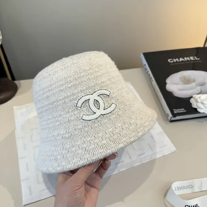 View 1 of Soft-knit White Bucket Hat with Subtle Logo Embroidery