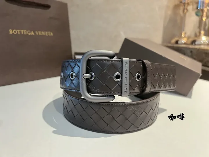 View 1 of Charcoal Leather Belt + Woven Texture + Matte Buckle + Versatile Luxury Belt