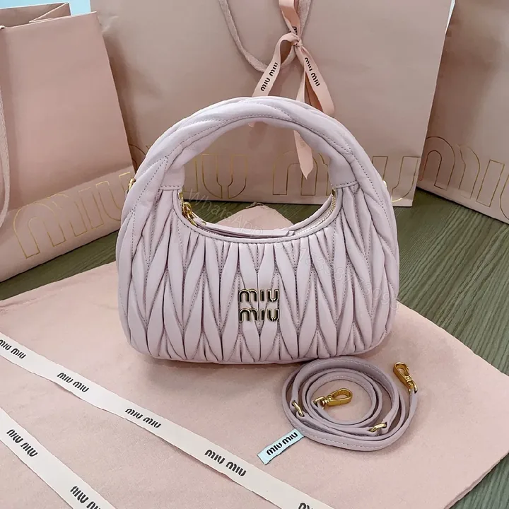 View 1 of Soft-Quilted Lavender Mini Bag: Luxury-Texture, Gold Hardware, Crossbody