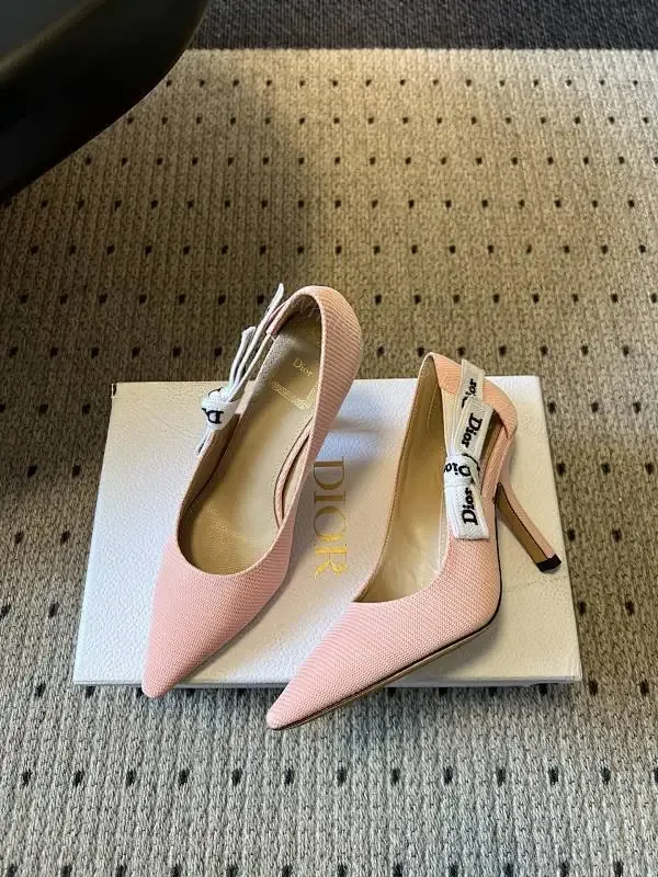 View 1 of Soft Pink Slingback Pumps with Ribbon Detail