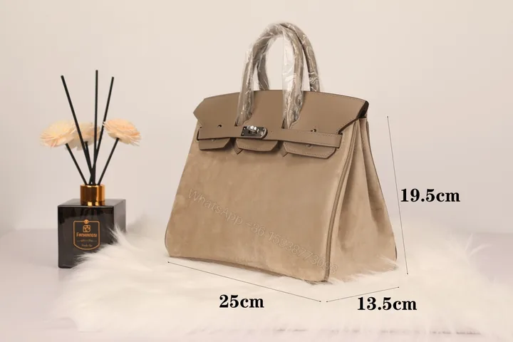 View 1 of Hermes 原單 女款 Birkin 奶茶卡其麂皮手提包 溫柔氣質高級款