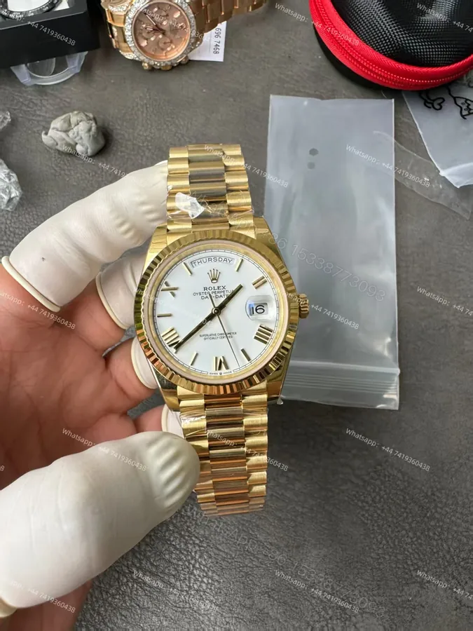 View 1 of Rolex Day-Date M228238-0042 1:1 Replica Gold White Dial 40MM 3255 Movement Presidential Bracelet Super Clone Watch