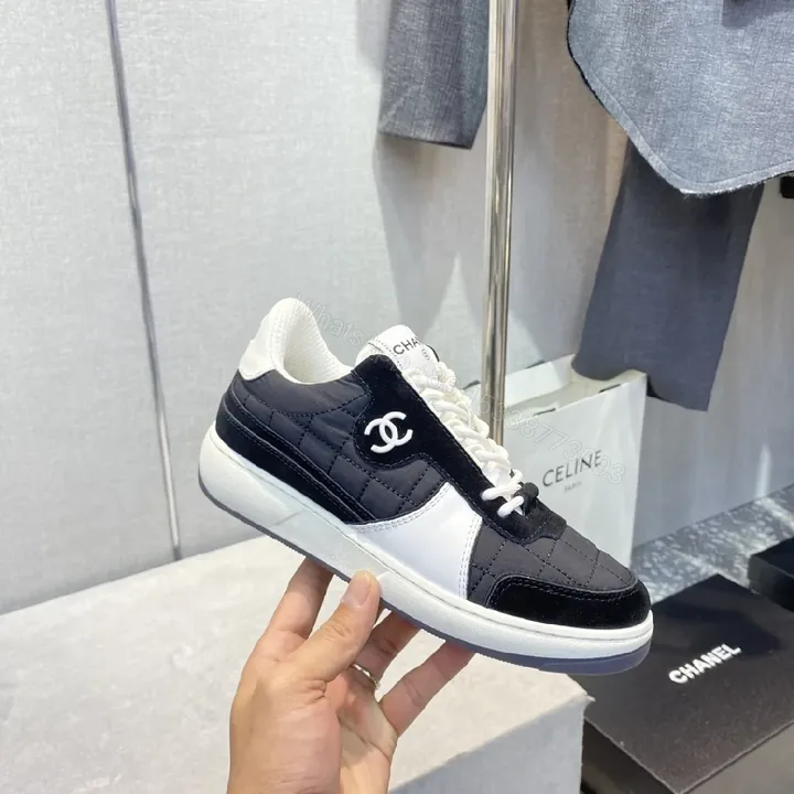 View 1 of Black & White Quilted Low-Top Sneaker with Luxe Comfort
