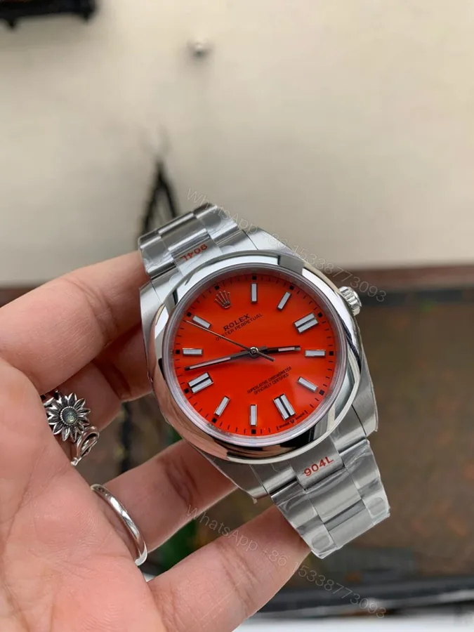 View 1 of EW FACTORY 1:1 Rolex OYSTER PERPETUAL CORAL RED DIAL 41MM Asian A3230