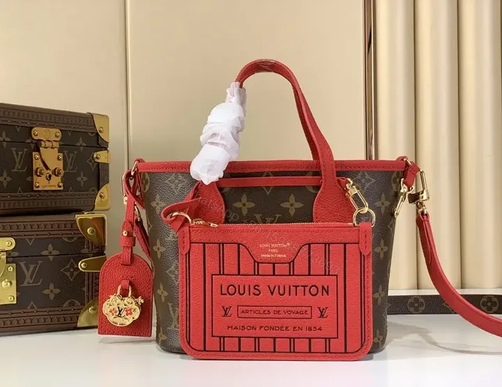 View 1 of Monogram Tote in Red Leather Trim, Structured Luxury Tote