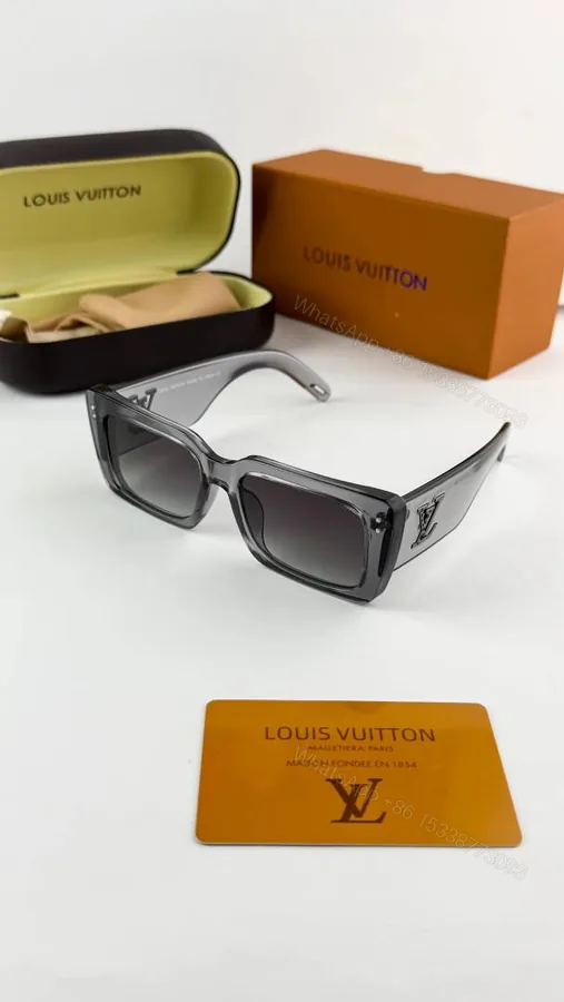 View 1 of First Copy Louis Vuitton Grey Transparent Square Frame Men’s Sunglasses