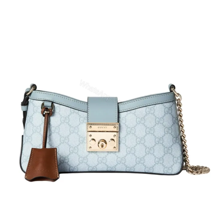 View 1 of Gucci Padlock Small Shoulder Bag GG Supreme Dusty Blue 27Cm 811705 FAD3R 8744