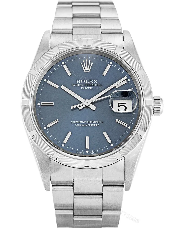 View 1 of Replica Rolex Oyster Perpetual Date Blue Dial 15210 34 mm