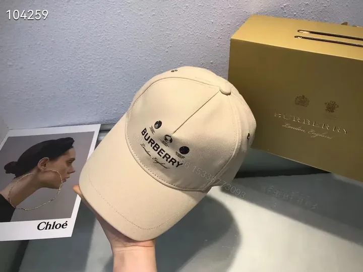 View 1 of Beige Burberry Cap: Subtle Luxury Cotton Twill Baseball Cap