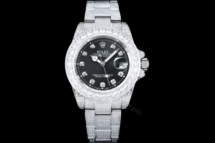 View 1 of Rolex Full Iced Diamond Case Bracelet Luxury Watch 42mm Ultimate Edition RG-ROLEX-FULL-ICED-DIAMOND-904-42