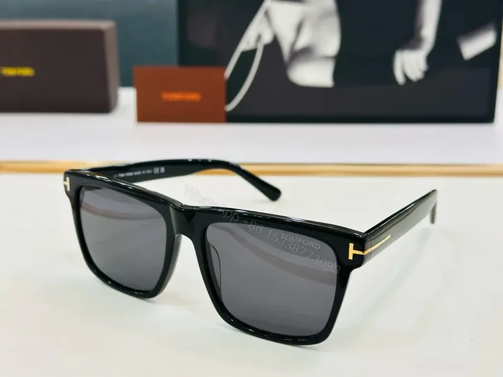 View 1 of Bold Black Sunglasses with Gold Accents - Luxury Tom Ford-Inspired Eyewear