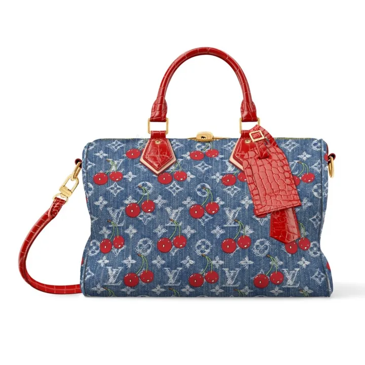 View 1 of Louis Vuitton X Takashi Murakami Bolsa Speedy Soft 30 Monogram Denim Blue 30Cm N87627