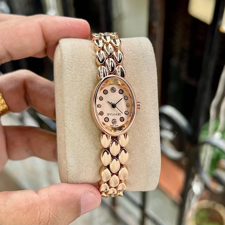View 1 of First Copy Bvlgari Serpenti Rose Gold White Dial Diamond Marker Women’s Analog Watch