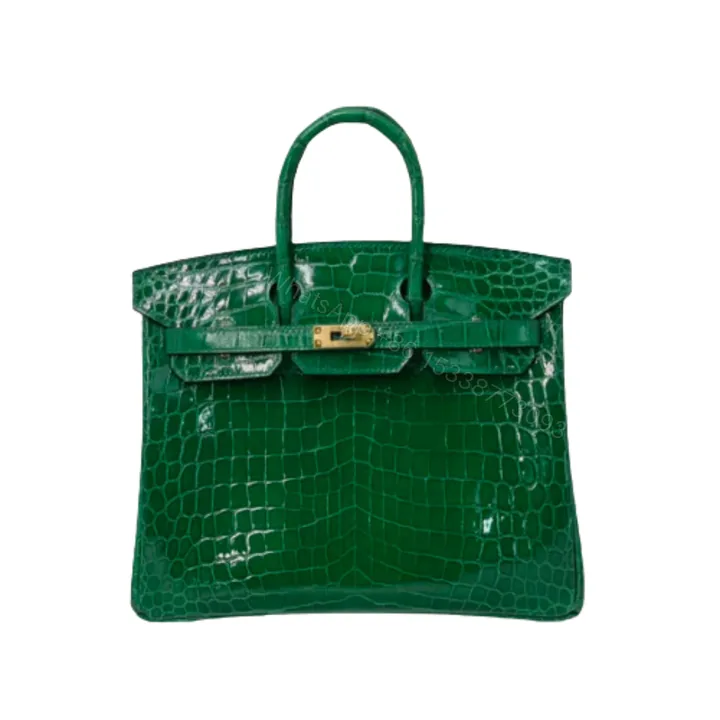 View 1 of H BIRKIN 30 CROCODILE GOLD-TONED HARDWARE DARK GREEN
