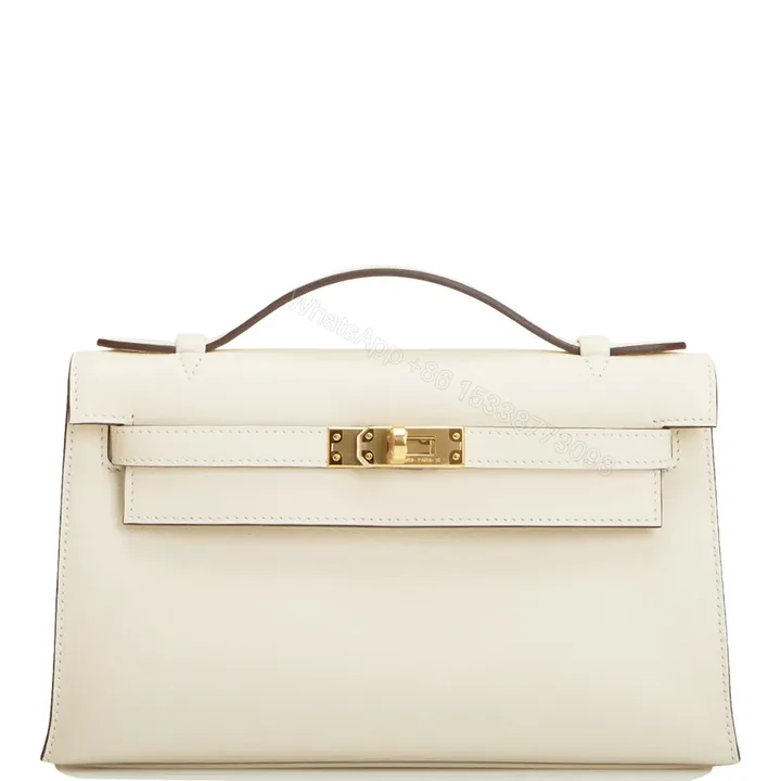 View 1 of HERMES MINI KELLY POCHETTE GOLD TONED HARDWARE WHITE 22CM